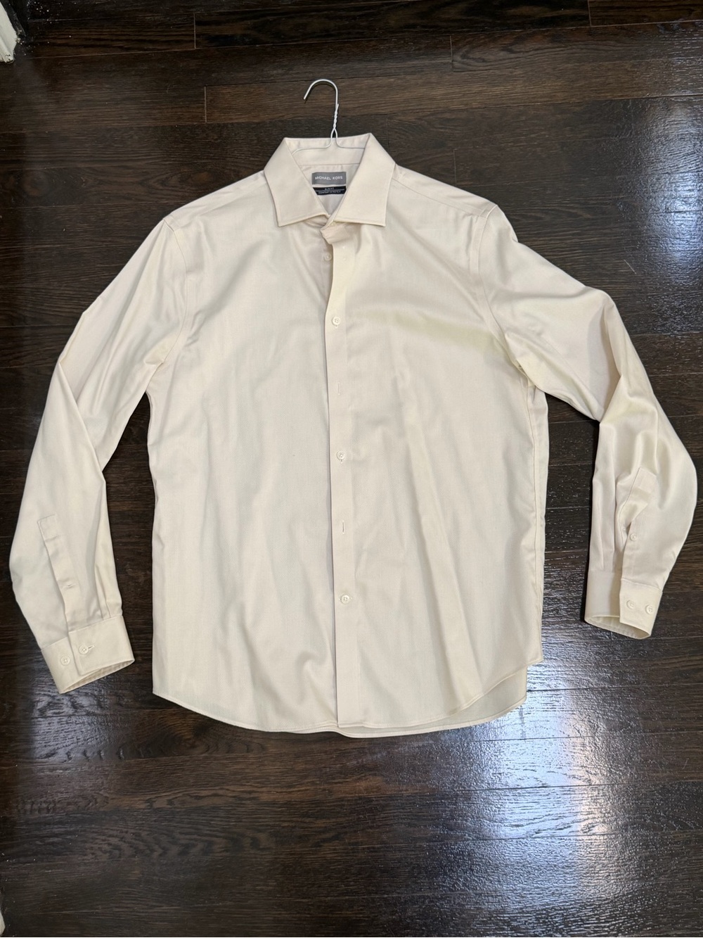 New Men's Michael Kors Classic Button-Down Dress Shirt in Cream